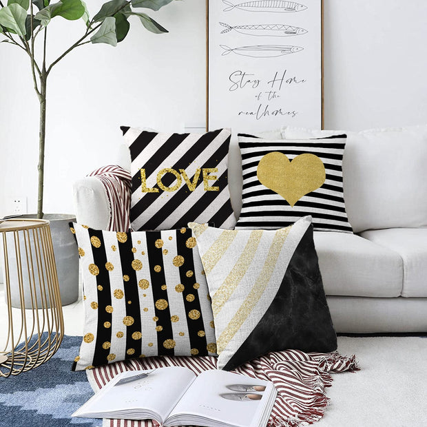 Hillkar Global Set 4 fete perna decorative din poliester si bumbac, Kader RKYK392 Multicolor, 43 x 43 cm