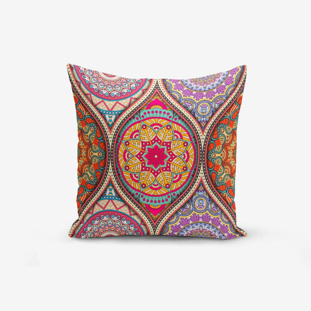 Hillkar Global Set 4 fete perna decorative din poliester si bumbac, Lale RKYK121 Multicolor, 43 x 43 cm