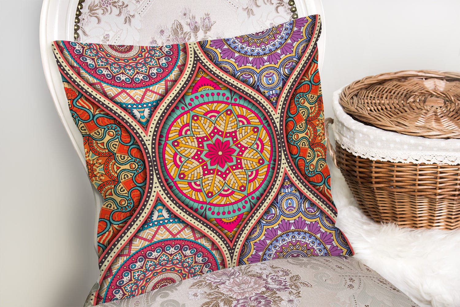 Hillkar Global Set 4 fete perna decorative din poliester si bumbac, Lale RKYK121 Multicolor, 43 x 43 cm