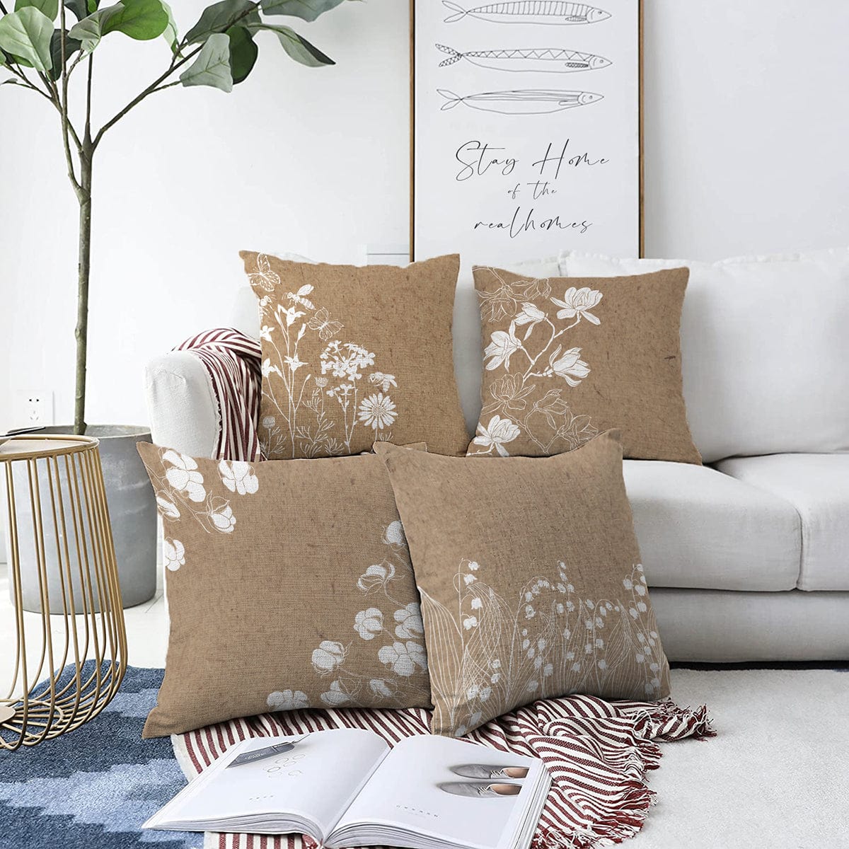 Hillkar Global Set 4 fete perna decorative din poliester si bumbac, Melike RKYK372 Multicolor, 43 x 43 cm