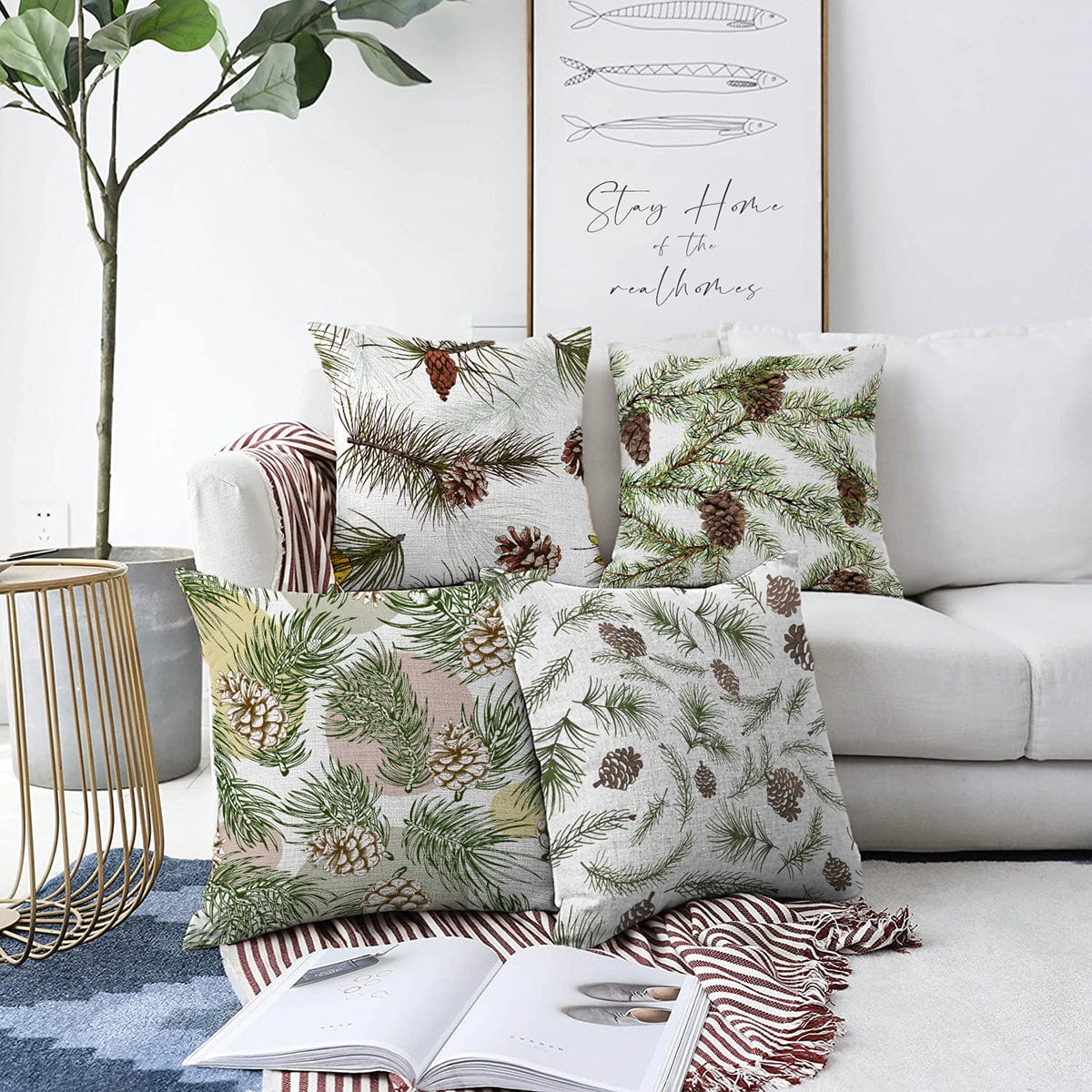 Hillkar Global Set 4 fete perna decorative din poliester si bumbac, Melike RKYK373 Multicolor, 43 x 43 cm