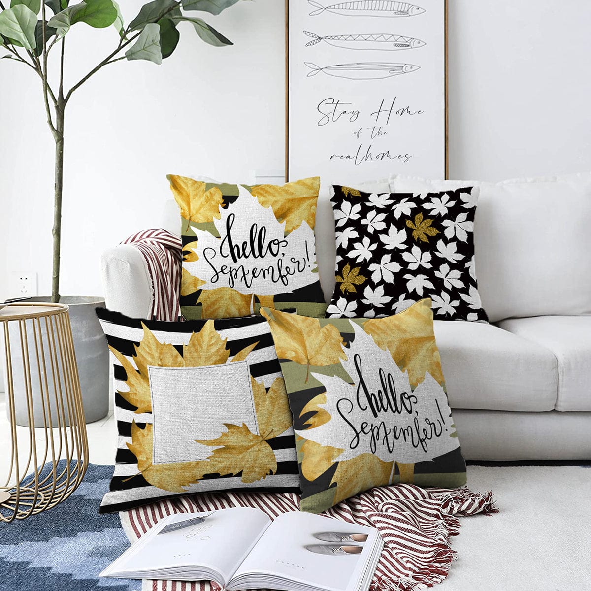 Hillkar Global Set 4 fete perna decorative din poliester si bumbac, Melike RKYK374 Multicolor, 43 x 43 cm