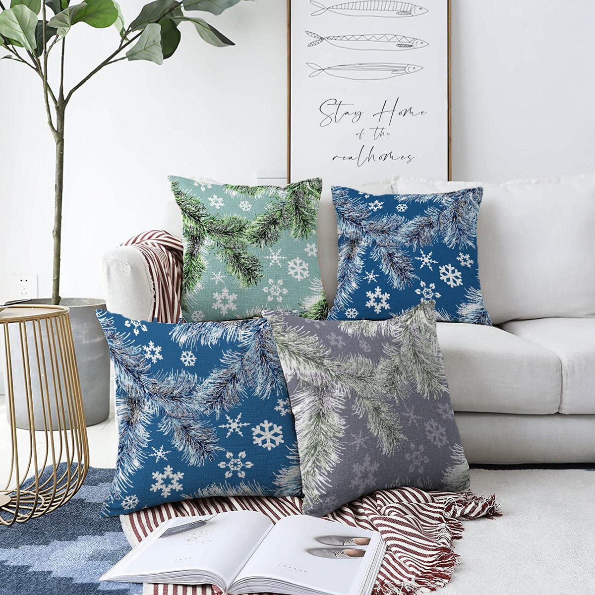 Hillkar Global Set 4 fete perna decorative din poliester si bumbac, Melike RKYK375 Multicolor, 43 x 43 cm