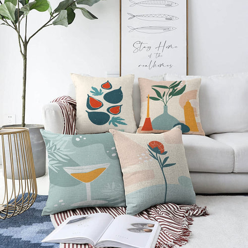 Hillkar Global Set 4 fete perna decorative din poliester si bumbac, Melisa RKYK324 Multicolor, 43 x 43 cm