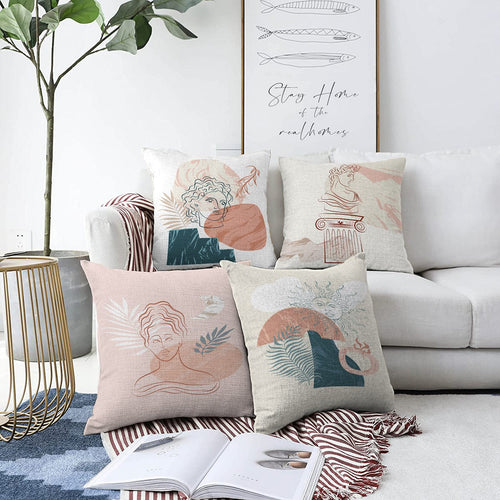 Hillkar Global Set 4 fete perna decorative din poliester si bumbac, Melisa RKYK326 Multicolor, 43 x 43 cm