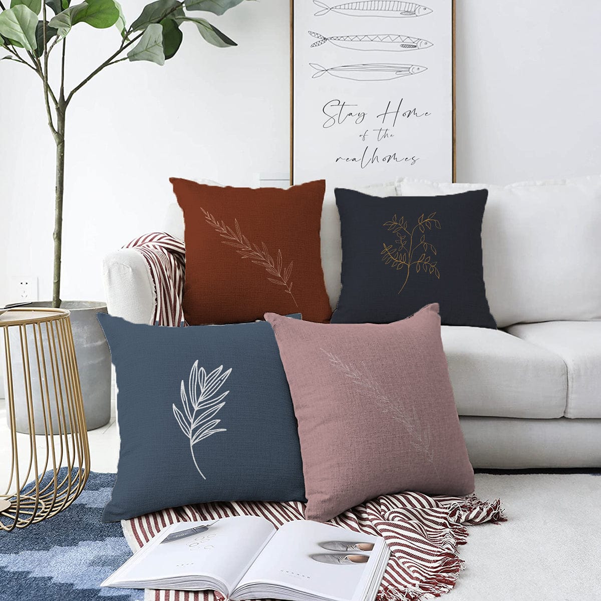 Hillkar Global Set 4 fete perna decorative din poliester si bumbac, Mete RKYK419 Multicolor, 43 x 43 cm