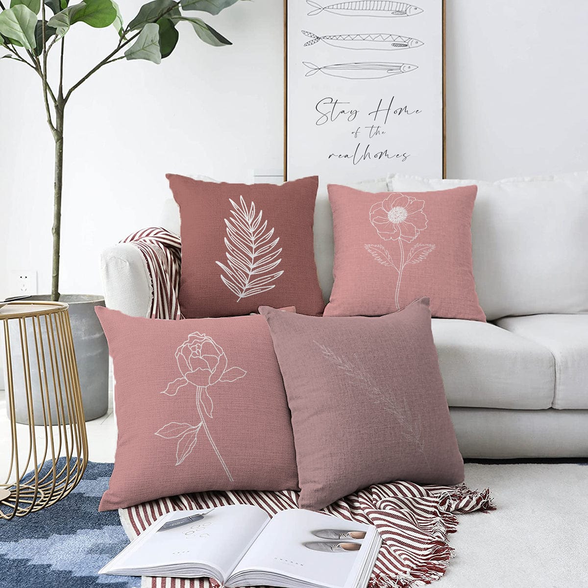 Hillkar Global Set 4 fete perna decorative din poliester si bumbac, Mete RKYK421 Multicolor, 43 x 43 cm