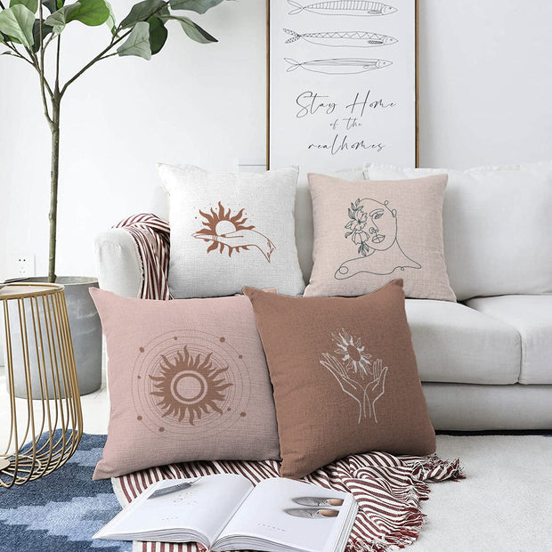 Hillkar Global Set 4 fete perna decorative din poliester si bumbac, Mete RKYK422 Multicolor, 43 x 43 cm