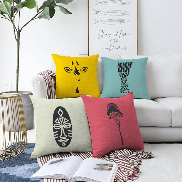 Hillkar Global Set 4 fete perna decorative din poliester si bumbac, Mete RKYK423 Multicolor, 43 x 43 cm