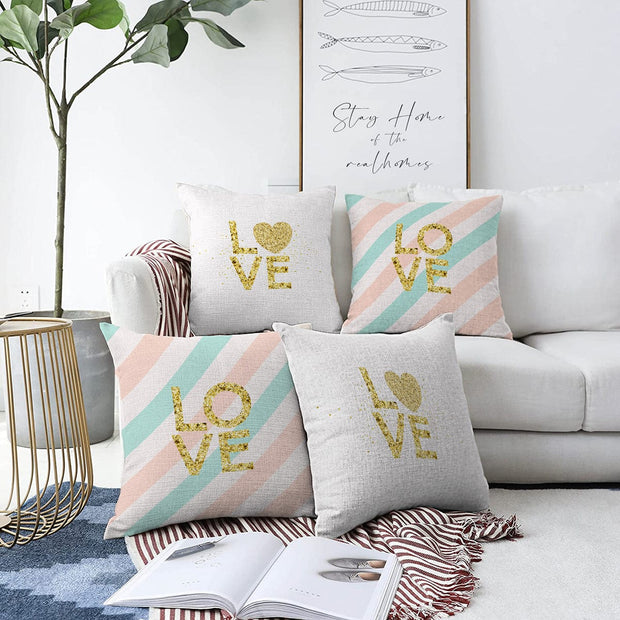 Hillkar Global Set 4 fete perna decorative din poliester si bumbac, Mete RKYK424 Multicolor, 43 x 43 cm