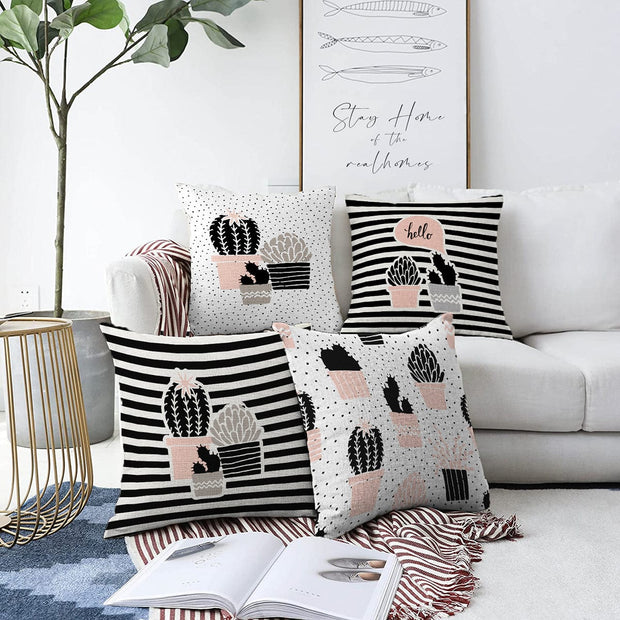 Hillkar Global Set 4 fete perna decorative din poliester si bumbac, Mete RKYK425 Multicolor, 43 x 43 cm