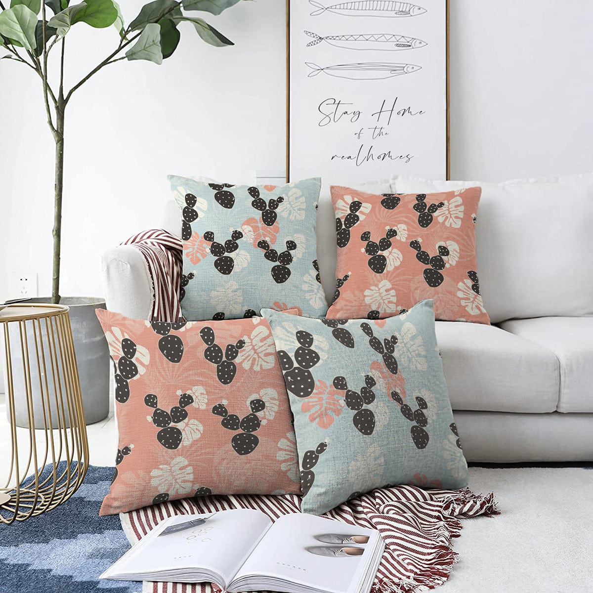 Hillkar Global Set 4 fete perna decorative din poliester si bumbac, Mete RKYK426 Multicolor, 43 x 43 cm