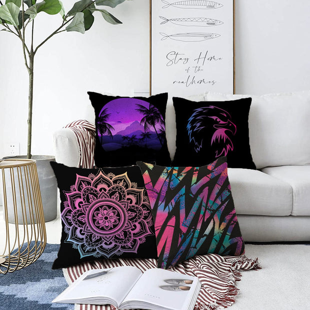 Hillkar Global Set 4 fete perna decorative din poliester si bumbac, Murat RKYK214 Multicolor, 43 x 43 cm