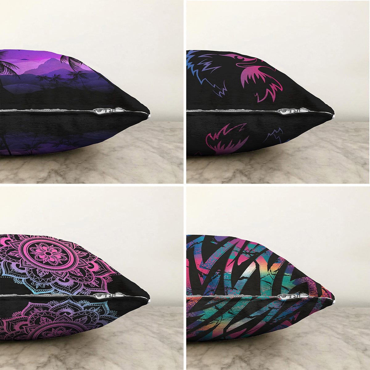 Hillkar Global Set 4 fete perna decorative din poliester si bumbac, Murat RKYK214 Multicolor, 43 x 43 cm