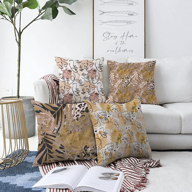 Hillkar Global Set 4 fete perna decorative din poliester si bumbac, Murat RKYK215 Multicolor, 43 x 43 cm