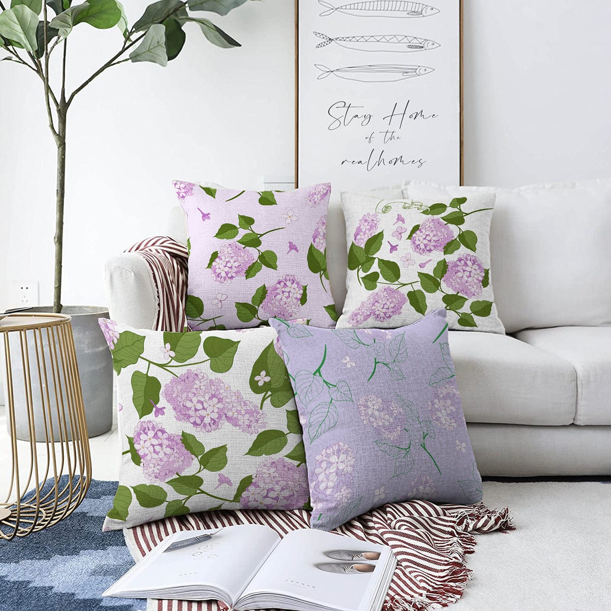 Hillkar Global Set 4 fete perna decorative din poliester si bumbac, Omer RKYK387 Multicolor, 43 x 43 cm