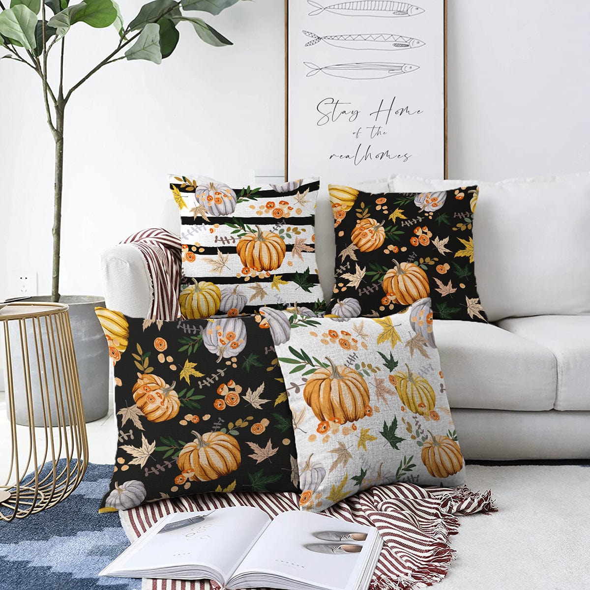 Hillkar Global Set 4 fete perna decorative din poliester si bumbac, Omer RKYK390 Multicolor, 43 x 43 cm