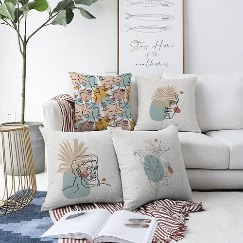 Hillkar Global Set 4 fete perna decorative din poliester si bumbac, Onur RKYK202 Multicolor, 43 x 43 cm