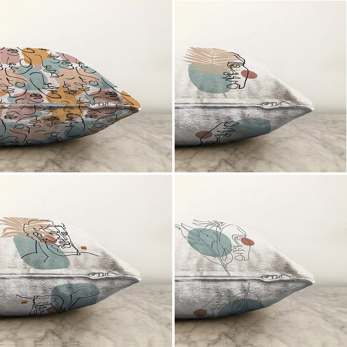 Hillkar Global Set 4 fete perna decorative din poliester si bumbac, Onur RKYK202 Multicolor, 43 x 43 cm