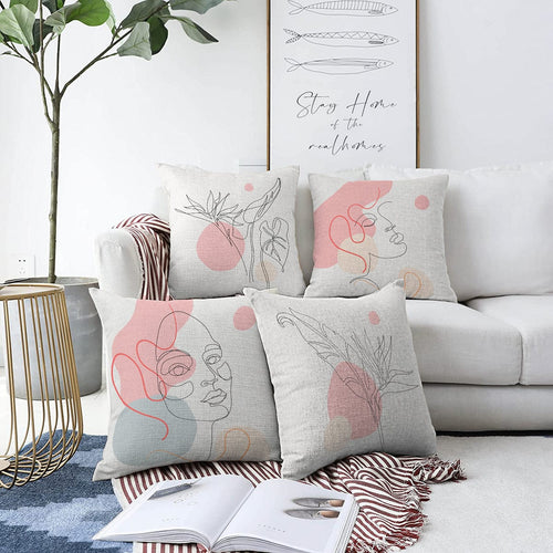 Hillkar Global Set 4 fete perna decorative din poliester si bumbac, Onur RKYK203 Multicolor, 43 x 43 cm