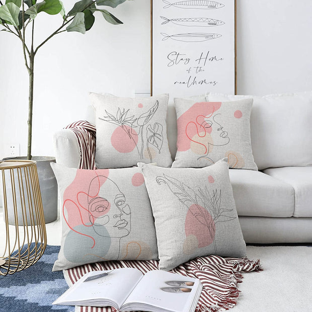 Hillkar Global Set 4 fete perna decorative din poliester si bumbac, Onur RKYK203 Multicolor, 43 x 43 cm