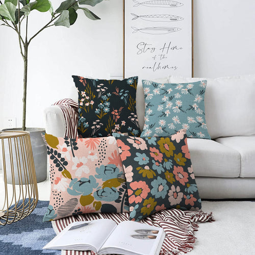 Hillkar Global Set 4 fete perna decorative din poliester si bumbac, Sonil RKYK288 Multicolor, 43 x 43 cm