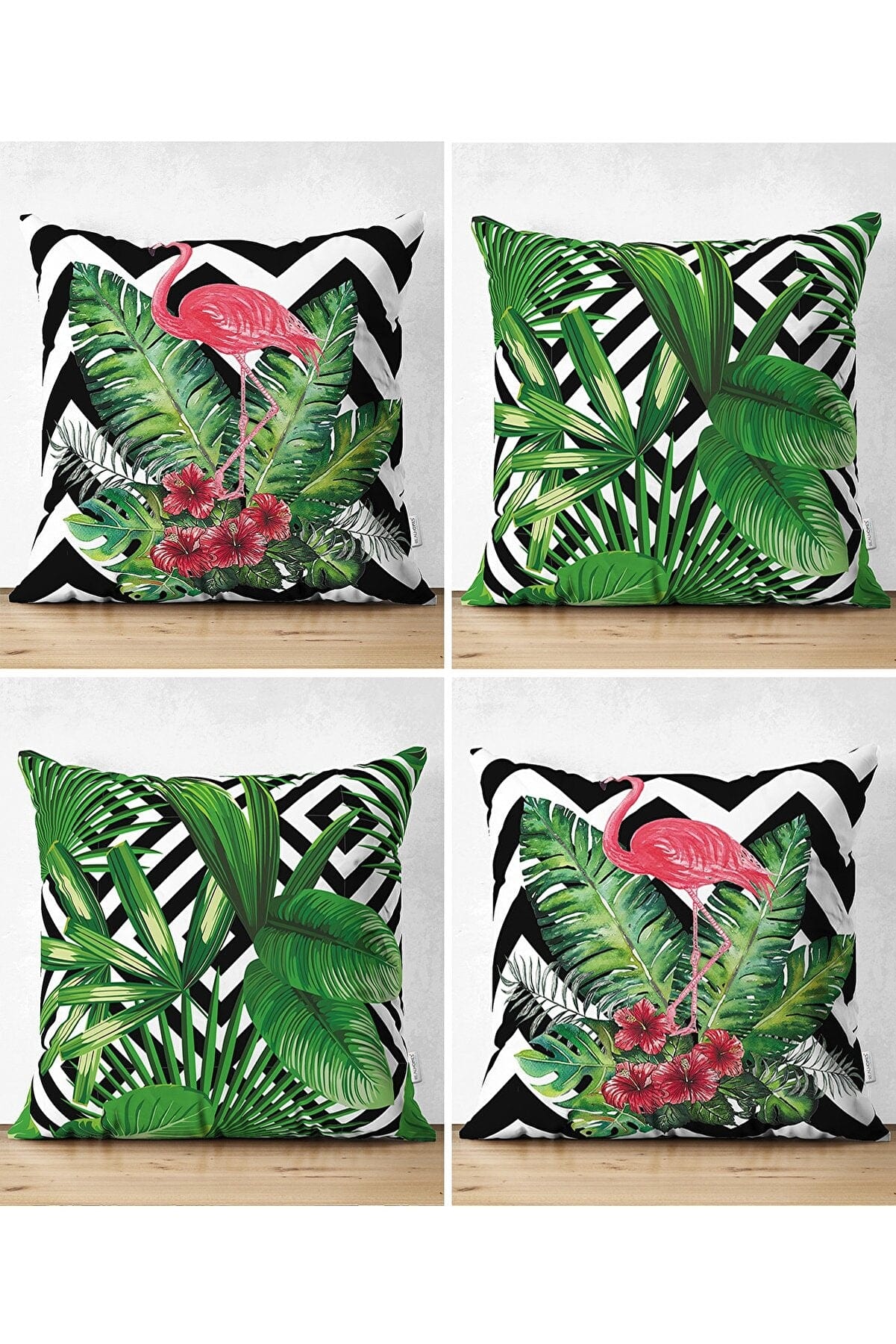 Hillkar Global Set 4 fete perna decorative din poliester si bumbac, Suet RKYK442 Multicolor, 43 x 43 cm