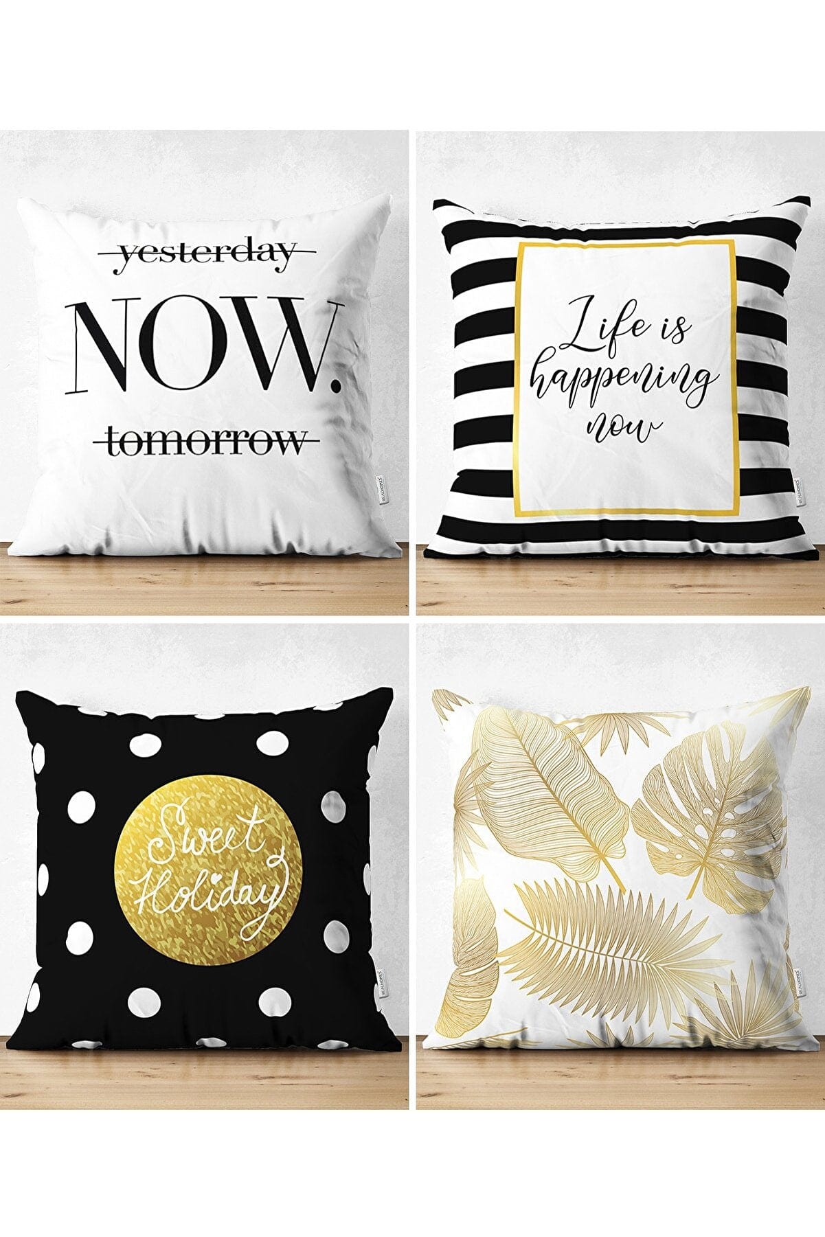 Hillkar Global Set 4 fete perna decorative din poliester si bumbac, Suet RKYK443 Multicolor, 43 x 43 cm