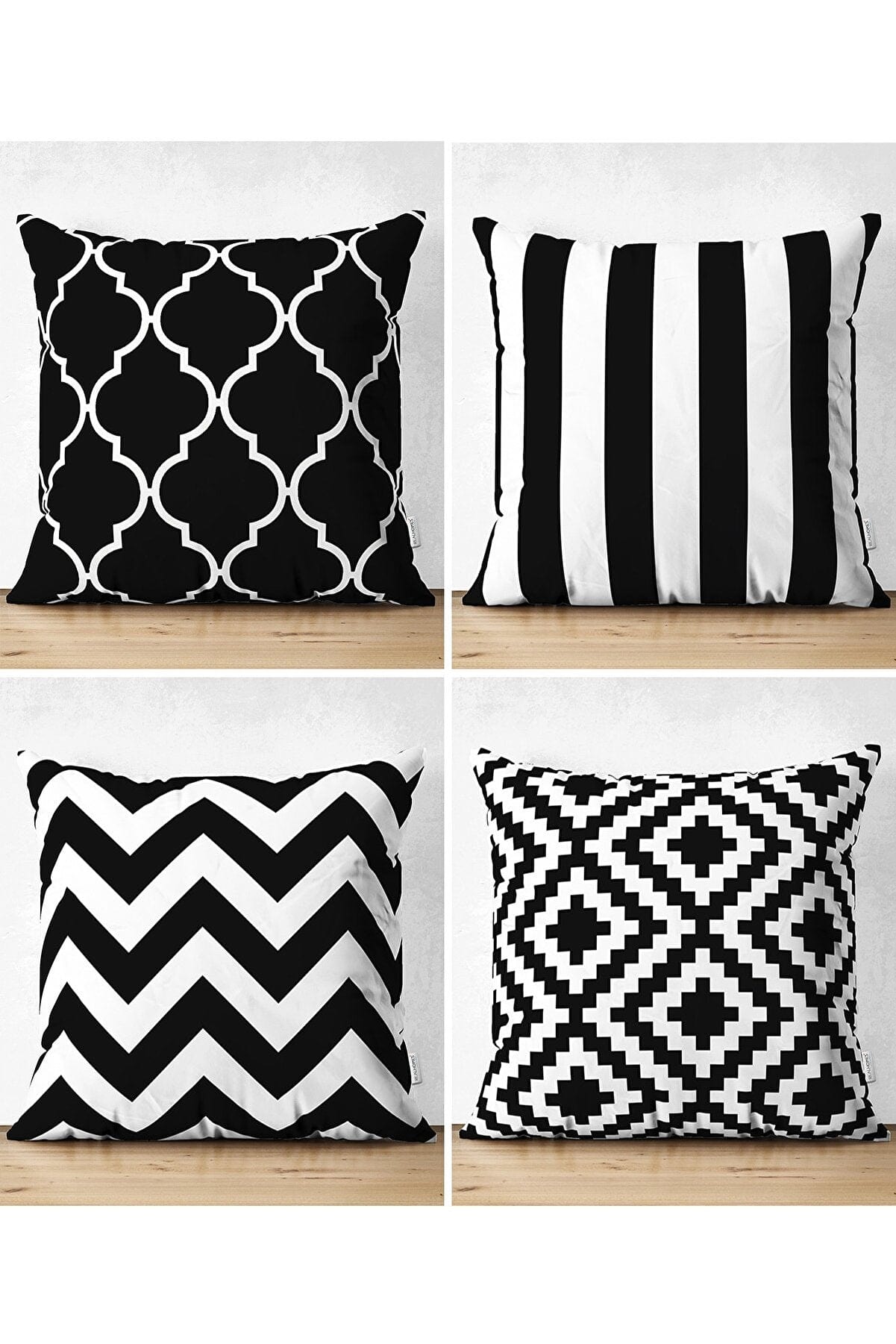 Hillkar Global Set 4 fete perna decorative din poliester si bumbac, Suet RKYK445 Multicolor, 43 x 43 cm