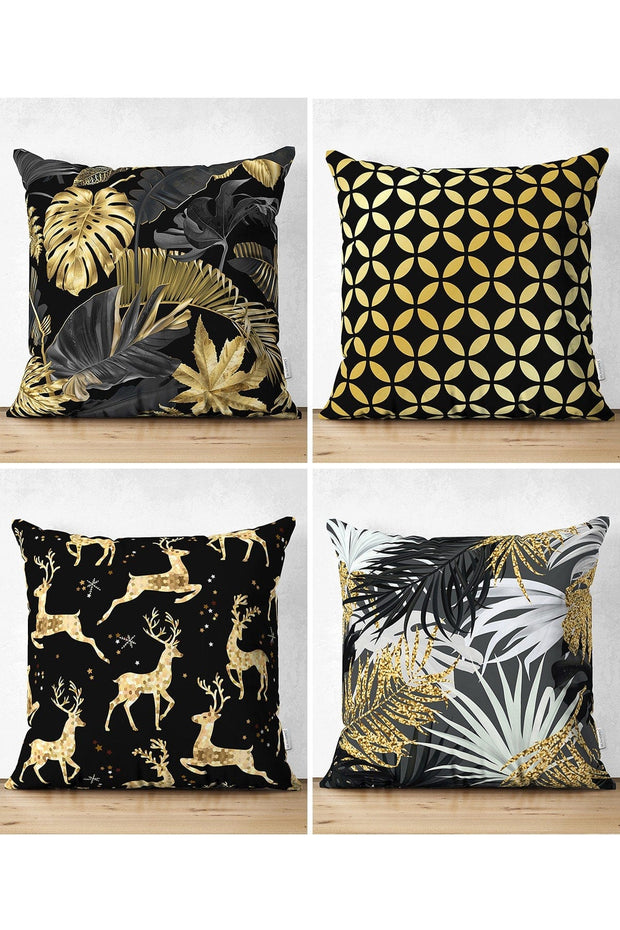 Hillkar Global Set 4 fete perna decorative din poliester si bumbac, Suet RKYK446 Multicolor, 43 x 43 cm