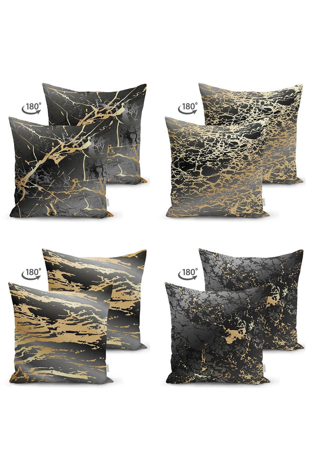 Hillkar Global Set 4 fete perna decorative din poliester si bumbac, Suet RKYK447 Multicolor, 43 x 43 cm