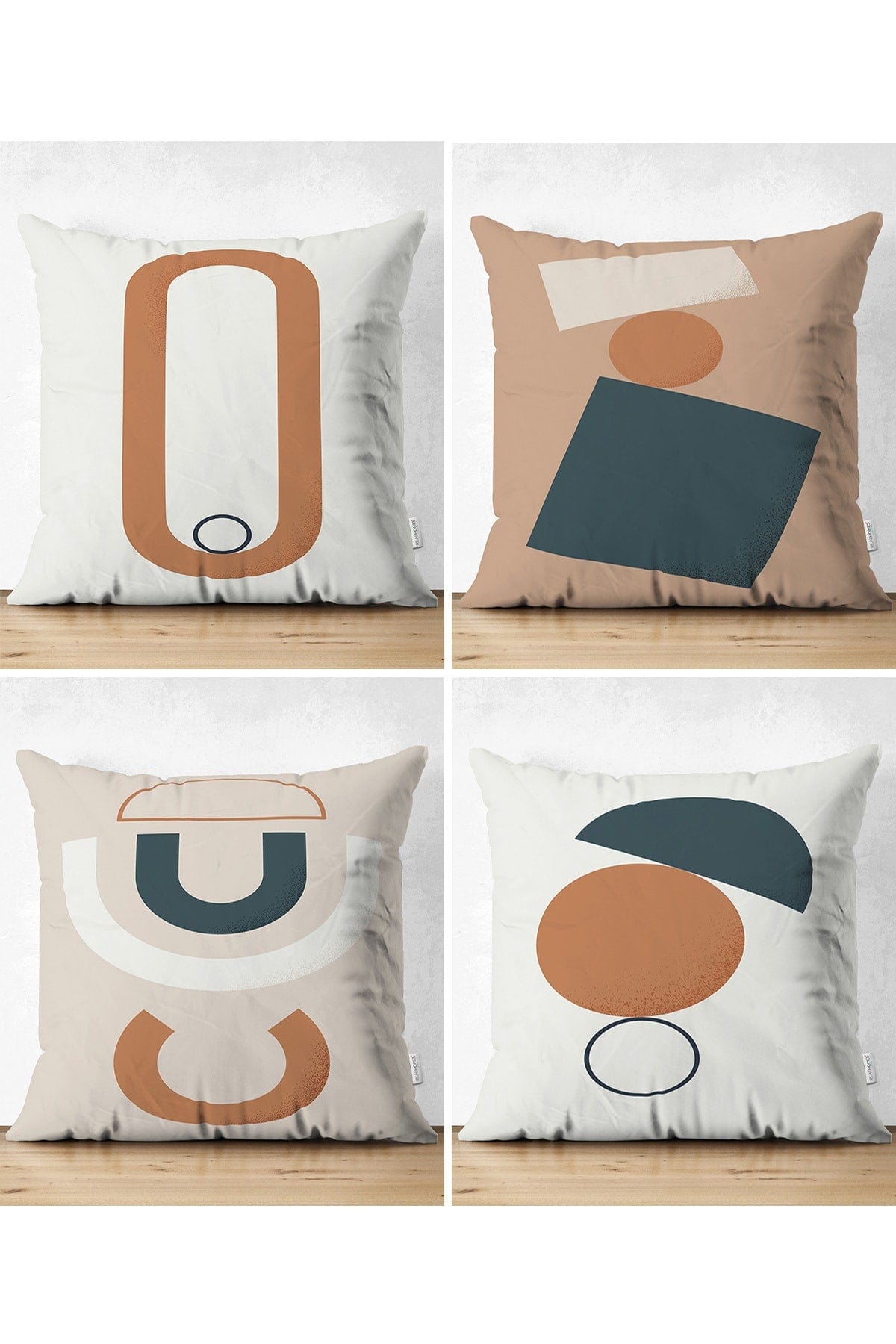 Hillkar Global Set 4 fete perna decorative din poliester si bumbac, Suet RKYK451 Multicolor, 43 x 43 cm