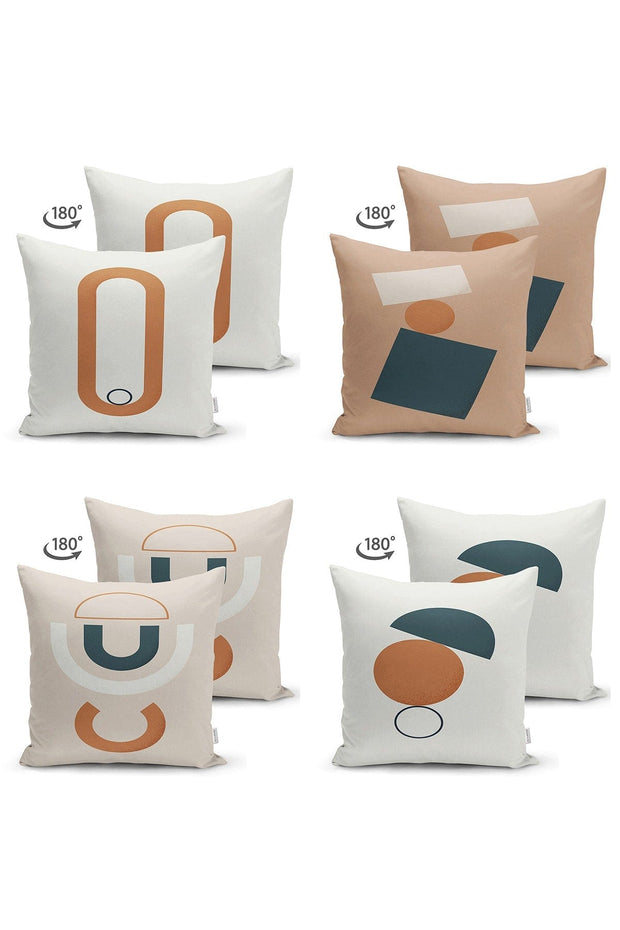 Hillkar Global Set 4 fete perna decorative din poliester si bumbac, Suet RKYK451 Multicolor, 43 x 43 cm