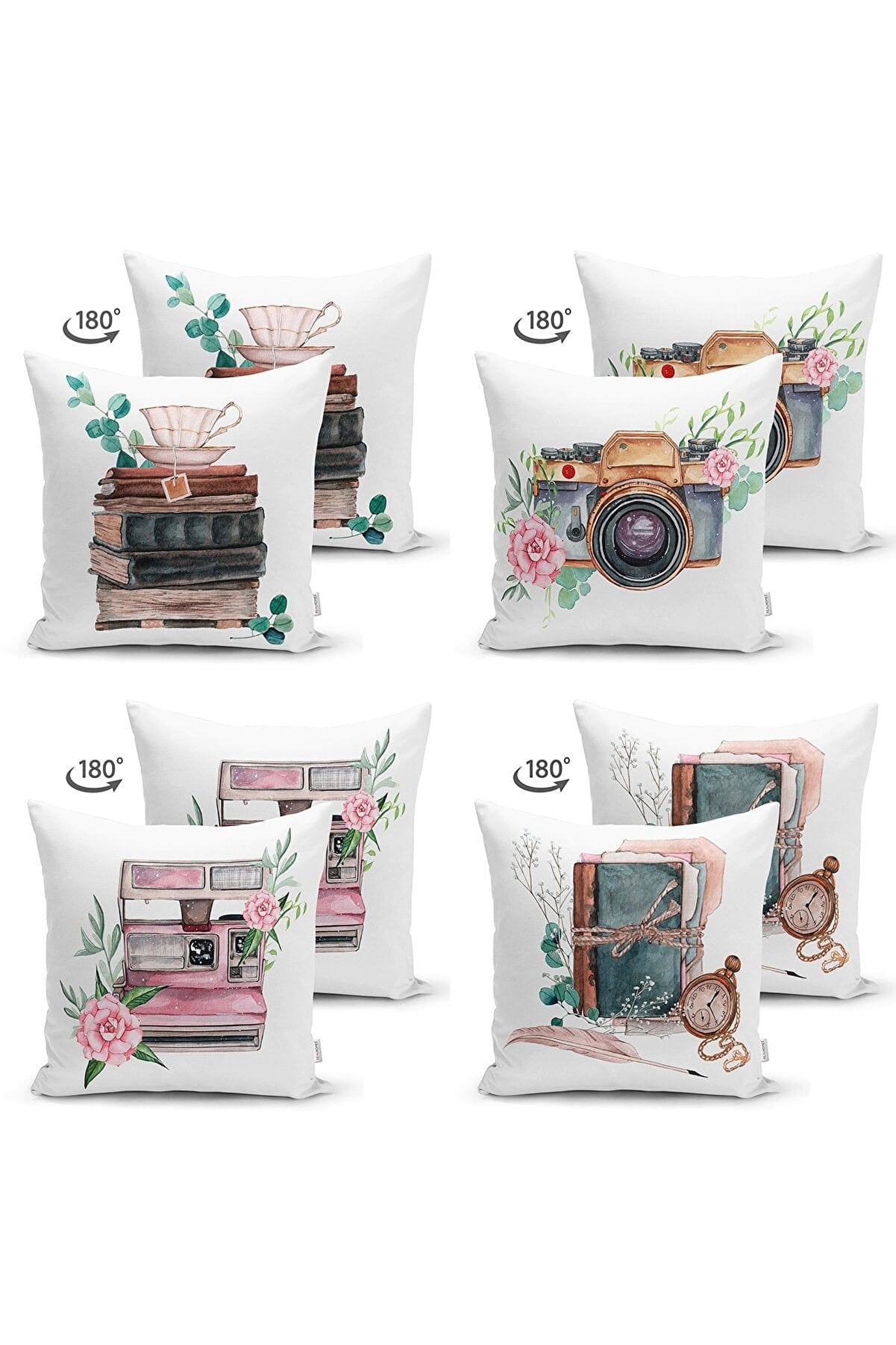 Hillkar Global Set 4 fete perna decorative din poliester si bumbac, Suet RKYK455 Multicolor, 43 x 43 cm