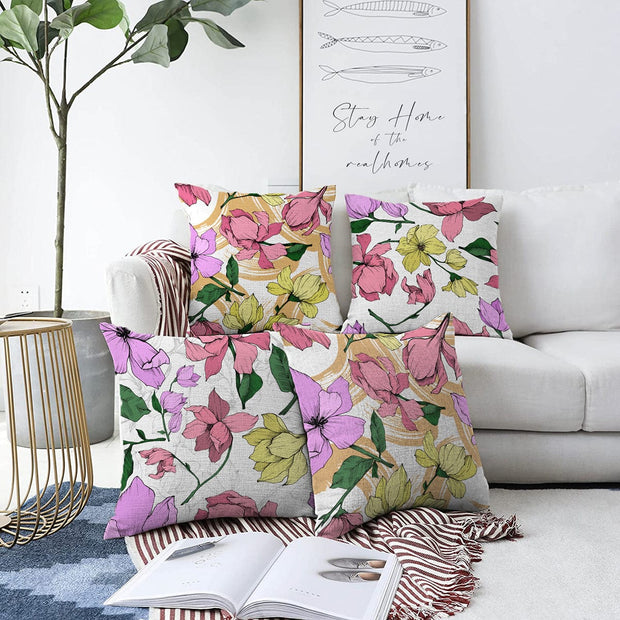 Hillkar Global Set 4 fete perna decorative din poliester si bumbac, Umay RKYK406 Multicolor, 43 x 43 cm