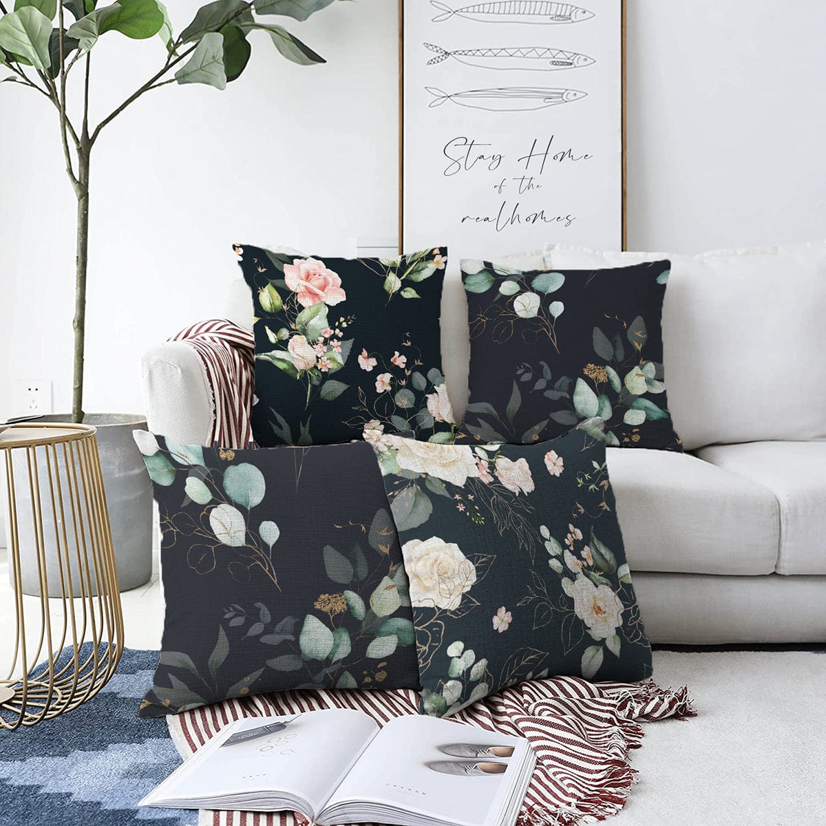 Hillkar Global Set 4 fete perna decorative din poliester si bumbac, Umay RKYK409 Multicolor, 43 x 43 cm