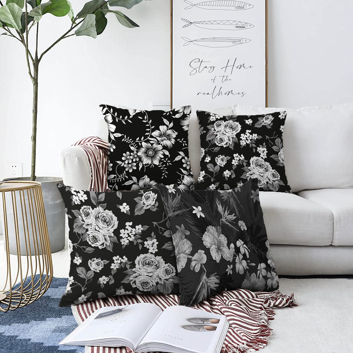 Hillkar Global Set 4 fete perna decorative din poliester si bumbac, Umay RKYK410 Multicolor, 43 x 43 cm