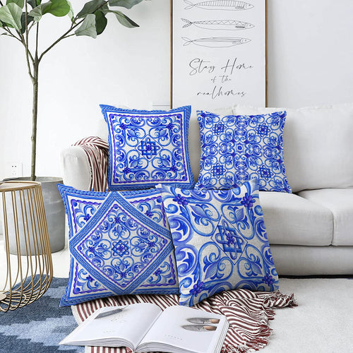 Hillkar Global Set 4 fete perna decorative din poliester si bumbac, Umut RKYK412 Multicolor, 43 x 43 cm