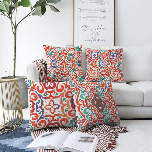 Hillkar Global Set 4 fete perna decorative din poliester si bumbac, Umut RKYK413 Multicolor, 43 x 43 cm