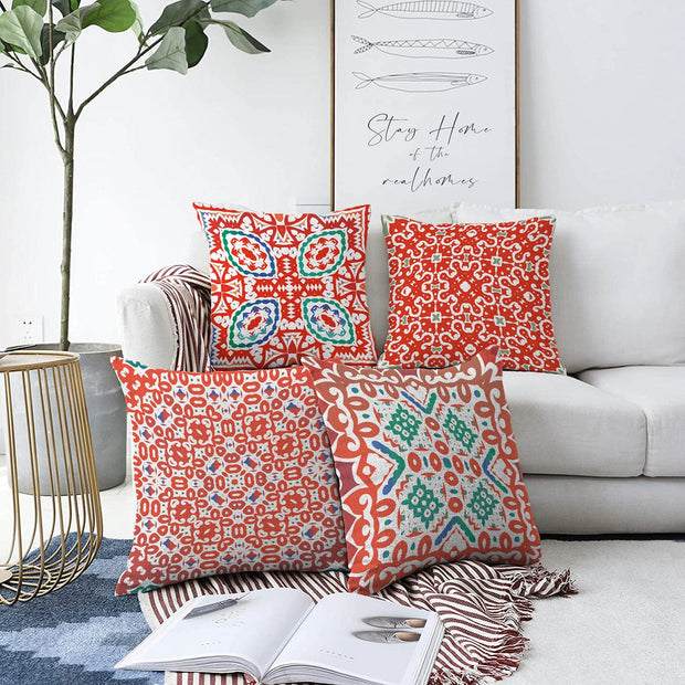 Hillkar Global Set 4 fete perna decorative din poliester si bumbac, Umut RKYK415 Multicolor, 43 x 43 cm