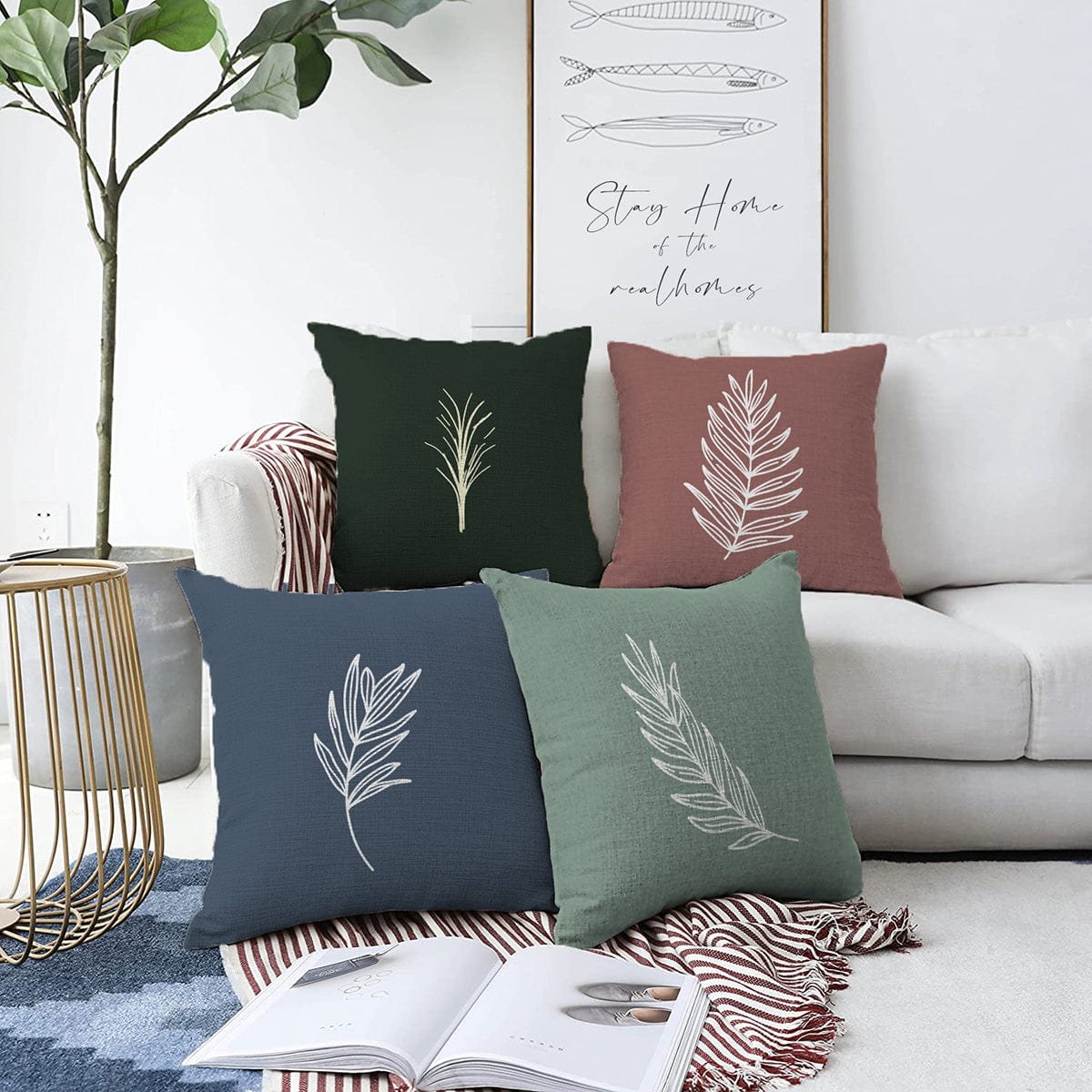 Hillkar Global Set 4 fete perna decorative din poliester si bumbac, Umut RKYK418 Multicolor, 43 x 43 cm