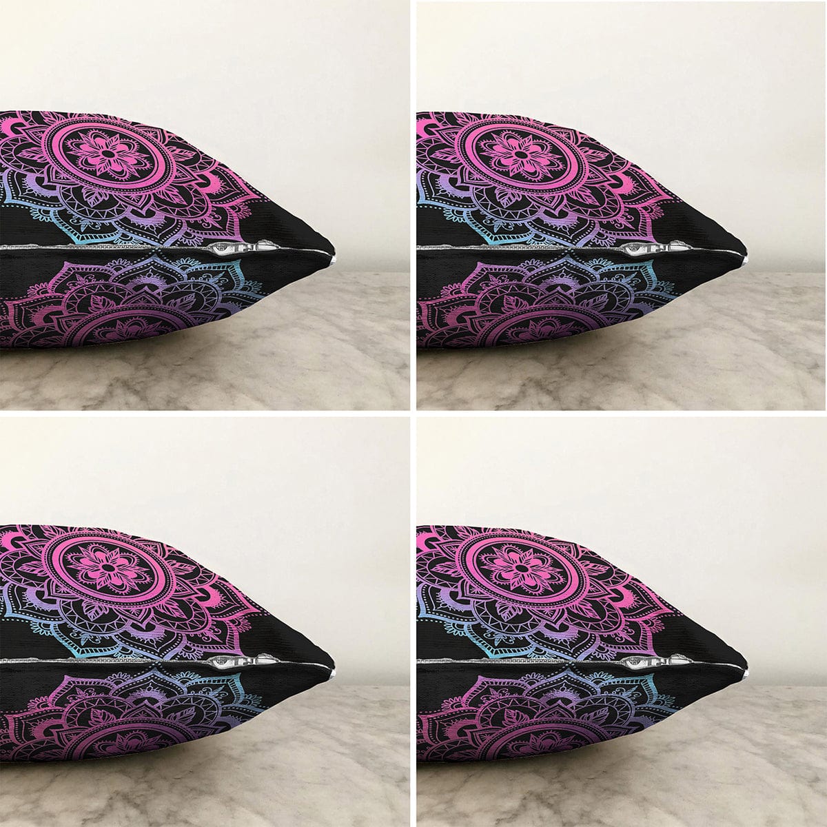 Hillkar Global Set 4 fete perna decorative din poliester si bumbac, Yaman RKYK179 Multicolor, 43 x 43 cm