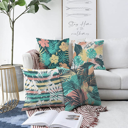 Hillkar Global Set 4 fete perna decorative din poliester si bumbac, Yaman RKYK305 Multicolor, 43 x 43 cm