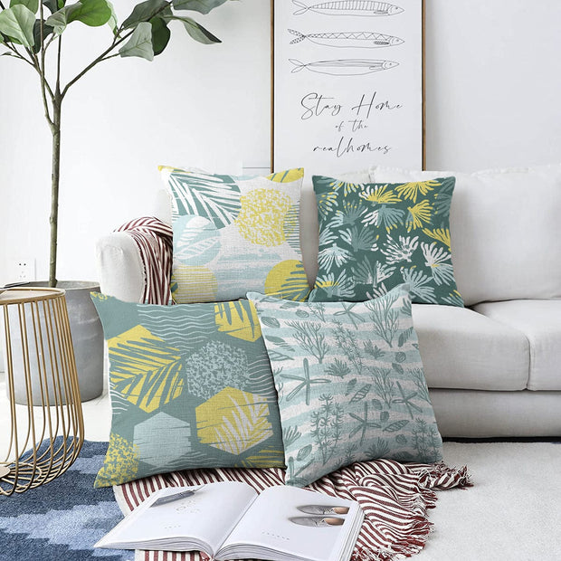 Hillkar Global Set 4 fete perna decorative din poliester si bumbac, Yaman RKYK306 Multicolor, 43 x 43 cm