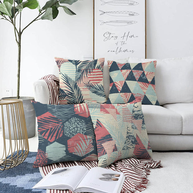 Hillkar Global Set 4 fete perna decorative din poliester si bumbac, Yaman RKYK307 Multicolor, 43 x 43 cm