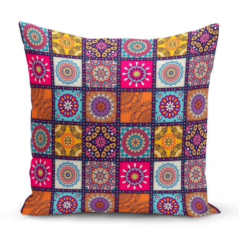 Hillkar Global Set 4 fete perna decorative din poliester si bumbac, Yldiko RKYK460 Multicolor, 43 x 43 cm
