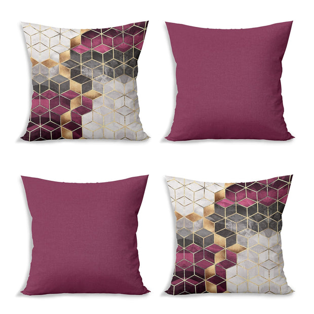 Hillkar Global Set 4 fete perna decorative din poliester si bumbac, Yldiko RKYK470 Multicolor, 43 x 43 cm