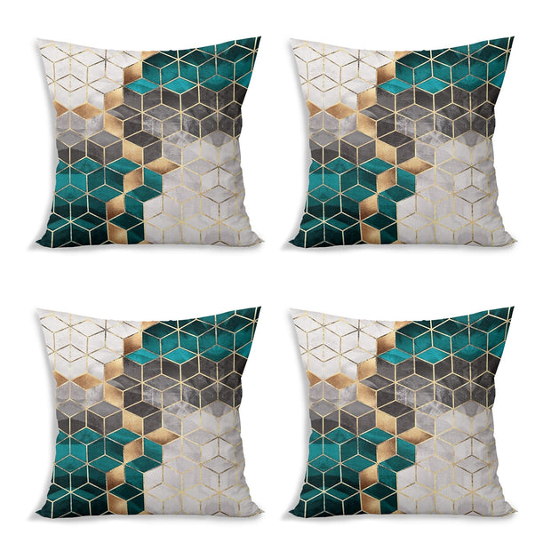 Hillkar Global Set 4 fete perna decorative din poliester si bumbac, Yldiko RKYK473 Multicolor, 43 x 43 cm