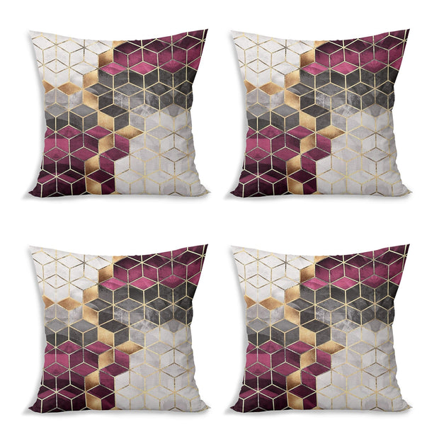 Hillkar Global Set 4 fete perna decorative din poliester si bumbac, Zeynep RKYK469 Multicolor, 43 x 43 cm