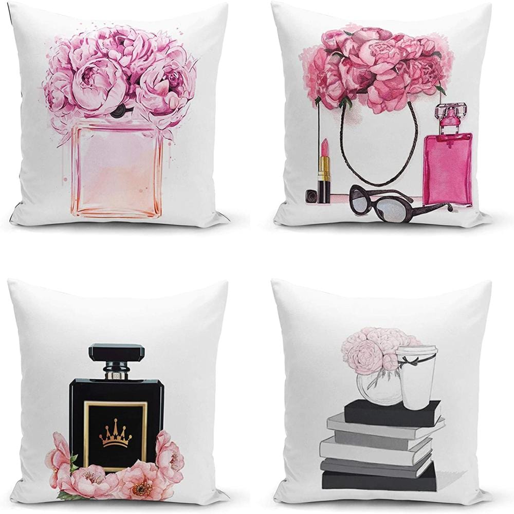 Hillkar Global Set 4 fete perna decorative din poliester si bumbac, Zeynep RKYK482 Multicolor, 43 x 43 cm